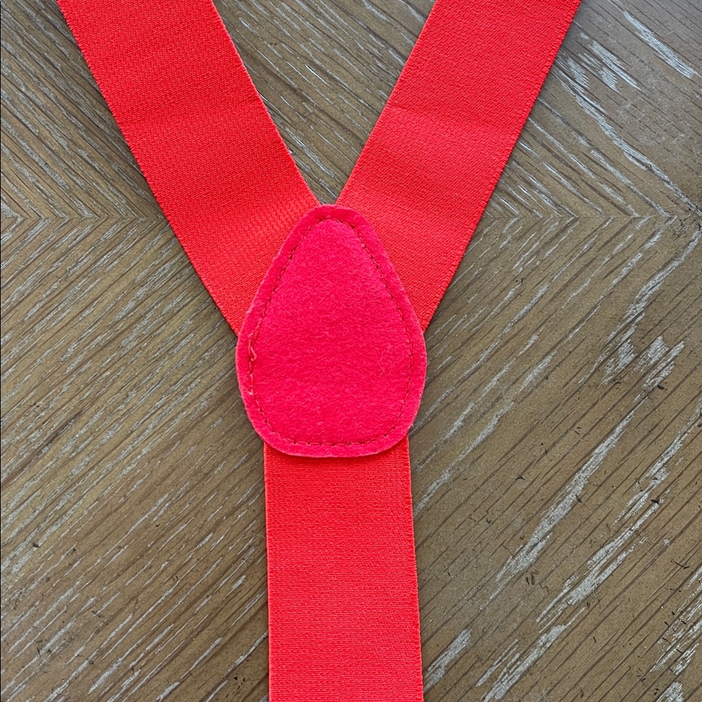 Red Suspenders with Metal Clips - Picture 2 of 3